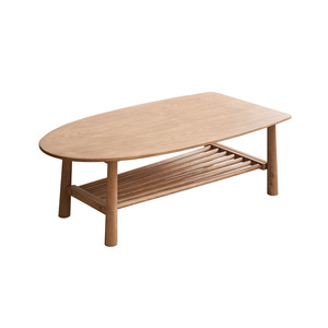 Table basse rectangulaire en bois massif de style nordique Aoga Furniture avec rangement pour petit salon - Product Image 4