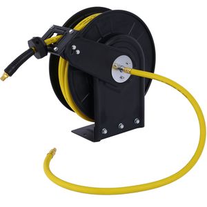 DB Premium Commercial Air Reel 3/8 \ "pulgadas X 50 'pies Marco de acero resistente 300 PSI Max Manguera de polímero híbrido flexible retráctil 12m - Product Image 5