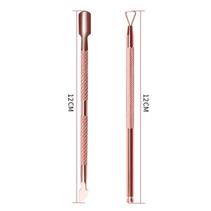 2pcs לכל סט מניקור כלי פרטי לוגו פלדה נירוסטה עלה זהב cuticle הסרת ציפורניים - Product Image 4