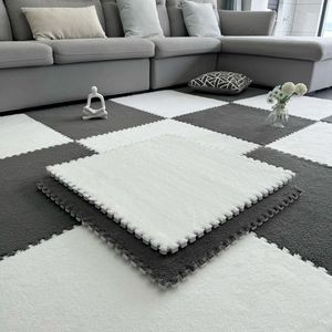 Alfombra Moderna de Espuma Entrelazada, Cuadrada, Antideslizante, para Sala de Estar, Dormitorio, Alfombra de Gateo para Niños, Patrón Geométrico, Lavable a Mano - Product Image 1