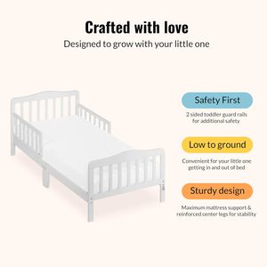 Lit pour tout-petit à plancher bas certifié JPMA au design classique avec barrières de sécurité sur deux côtés, meubles de chambre d'enfant en bois non toxique - Product Image 6