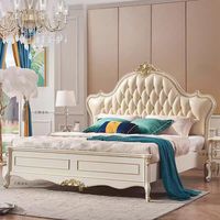 Neuerscheinung Modernes Luxuriöses Europäisches Design Leder-Polsterbett Massivholzrahmen Schlafzimmermöbel