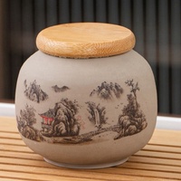 Boîte à thé hermétique en céramique pour café, diverses tailles, motif lotus, double couche, en porcelaine en forme de gourde, pour thé Pu-erh, idéale comme cadeau