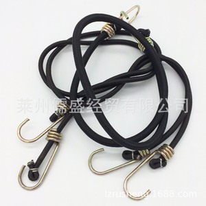 Manufacturer supplies black 8mm iron hook elastic rope, luggage rope, binding rope, camping tent <b>tarp</b> rope - Product Image 3
