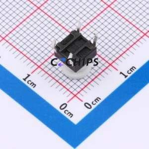 TSA06131-075B331BA-003E Tactile Switch Through hole-4P,6.1x6.1mm Switch Single Pole Single Throw Round Button 1.8N 6.1mm - Product Image 2
