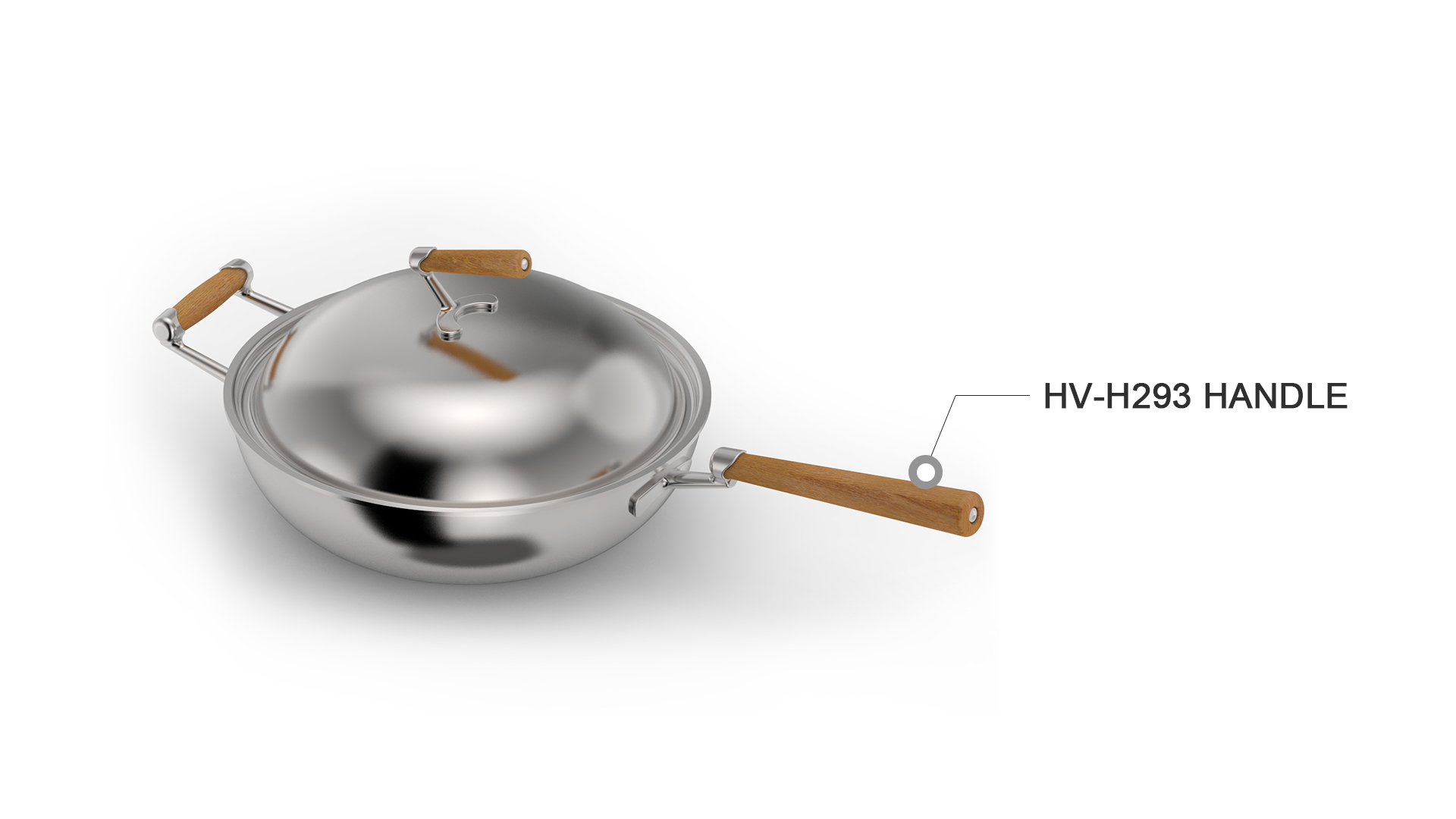 Manico in pentola in acciaio inossidabile per vendita diretta in fabbrica e manico lungo in legno