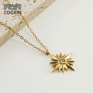 ZOGXIN Eight Pointed Star Pendant Necklace 18K Gold Plated Titanium Steel Clavicle Chain Women's Jewelry Gift - Product Image 1