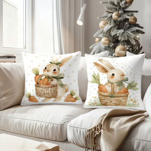 गाजर की टोकरी के साथ आकर्षक बंनी तकिए हुए तकिए उत्सव के आकर्षण को आकर्षित करते हैं। - Product Image 4