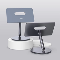 Support magnétique pour tablette gris, support magnétique pour tablette en alliage d'aluminium, pliable, réglable, rotation à 360°, forte aspiration