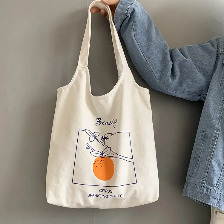 Werbe personal isierte leere einfache Baumwolle Canvas Taschen Wieder verwendbare Shopping Baumwolle Einkaufstaschen mit individuell bedruckten Logo