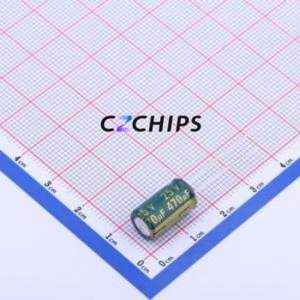 Condensateur électrolytique en aluminium à montage traversant CV471ME814B, composant à montage traversant (THT), D8xL14mm 8mm 14mm 6000 heures-105 ℃ - Product Image 1