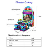 Máquina de Videojuegos Arcade de Metal, Dinosaur Century, para 2 Jugadores, Simulador de Disparos con Pistola, Consola de Juegos de Disparos