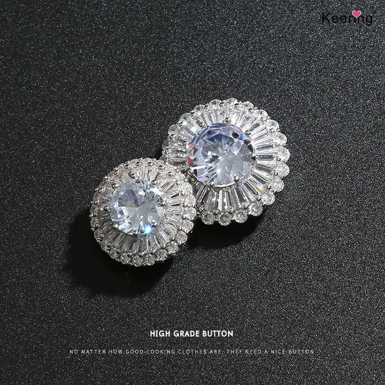 WBK-1620 Keering High Grade Zircon Diamante Grande Strass Botão Shank Decoração Para Roupas De Casaco