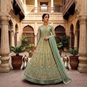 Mint Green Embroidered Lehenga Choli Floor Length Traditional <b>Wedding</b> <b>Dress</b> For Women Indian Pakistani Bridal Wear 2026 - Product Image 1