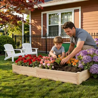 Planter bedengan kayu 8 kaki untuk berkebun sayuran dan bunga di luar ruangan