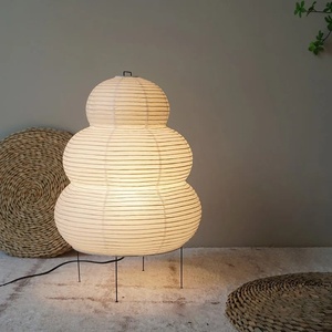 Lámpara de Mesa de Estilo Japonés <span class=keywords><strong>Akari</strong></span> Isamu Retro, de Papel de Arroz, Estilo Wabi-sabi, con Marco Metálico, Lámpara de Noche de Alta Gama - Product Image 2