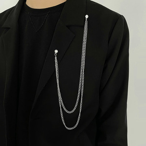 <span class=keywords><strong>Diy</strong></span> Kleidungs stück Schmuck Ornament Herren Brosche Gold Silber Metall legierung Statement Geschenk Übertreiben langkettige Revers Sicherheits nadel Broschen - Product Image 2
