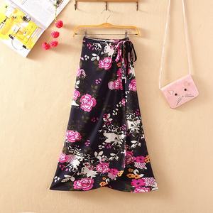 DJT Mujer <span class=keywords><strong>Pull</strong></span> On Elástico Cintura Plisada A-line Faldas de gasa Ruffle Hem Midi <span class=keywords><strong>Falda</strong></span> - Product Image 4