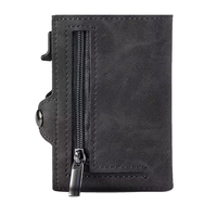 Protection anti-RFID, étui à cartes en aluminium pop-up, poche à monnaie zippée, porte-cartes en fibre de carbone