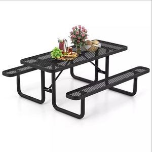 Outdoor Park Patio Furniture Metal <b>Dining</b> Picnic <b>Table</b> Thermoplastic Steel Restaurant Picnic <b>Table</b> and Chair Set HPIC35 Picnic O - Product Image 2