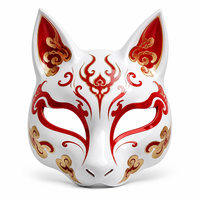 Masque Kitsune japonais original pour cosplay de renard Kabuki, design thermoformé intégral pour un ajustement confortable