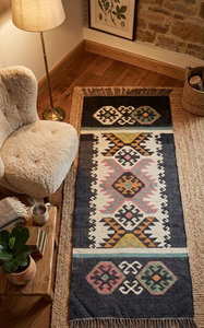Tribal Geometric Southwestern Wool Jute <b>Runner</b> Rug Handmade Boho <b>Carpet</b> Accent for Entryway Hallway Bedroom Living Room Decor - Product Image 6