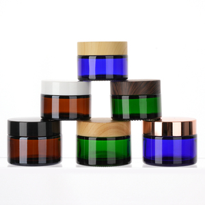 Tùy chỉnh thương hiệu của bạn 1oz 2oz lọ kem thủy tinh với hạt gỗ tre tăng nắp vàng cho chăm sóc da - Product Image 1