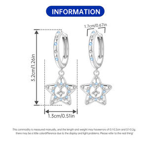 Nuevos Aros de Estrella y Luna de Latón Blanco con Circones - Regalo Romántico para Mujeres - Product Image 5