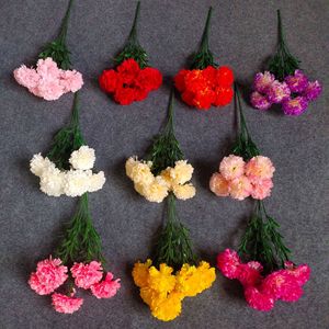 Artificial 7-Forked Carnations Silk Flower Realistic <b>Wedding</b> Decor Floral Arrangement <b>Props</b> - Product Image 2