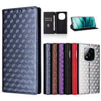 Étui en cuir texturé 3D pour Redmi Note 14/Pro + avec fente pour carte et couvercle rabattable Modèle 5G et 4G Compatible Phone Grip