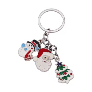 Customized Christmas Anime Cartoon Keychain Key Holder Santa Claus Elk Family Gift Key <b>Chains</b> Metal Keyring - Product Image 2