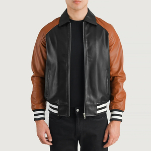 Chaqueta Varsity de Invierno para Hombre, de Cuero Transpirable, a la Moda, de Alta Calidad, Resistente al Agua y al Viento, Servicio OEM - Product Image 1