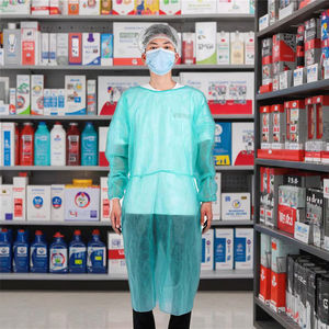 Gaun isolasi kelas I dewasa sekali pakai pakaian pelindung medis PP non-tenun lengan panjang manset elastis 95% penyaringan <span class=keywords><strong>CE</strong></span> - Product Image 1