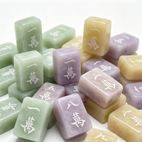 Tuiles de Mahjong Premium en Jade Vert Ambré et Blanc Glacé, pour le Voyage, le Bureau, la Maison, Cadeau, Décoration Intérieure, Collection de Jeux