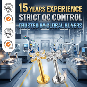 Pendientes de Titanio ASTM F136 de Alta Calidad con Zirconia, Hipoalergénicos, Joyería para Perforaciones, Roscados Internamente, Listos para Enviar, <span class=keywords><strong>Precio</strong></span> de Fábrica - Product Image 4