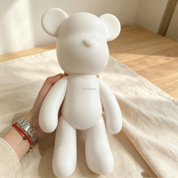 Figurine d'ours en vinyle blanc, sculpture animale de dessin animé, peinte à la main, moule artisanal DIY, décoration de la maison, cadeau