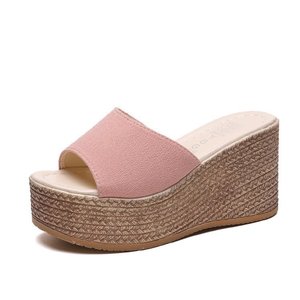 Sandales pour femmes à la mode et simples, avec semelles épaisses et talons compensés, pantoufles monobloc, vente en gros d'usine - Product Image 4