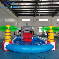 Nouveau Design Tropical Palm Toboggan gonflable Parc aquatique Piscine Combo Kids 'Play pour les chaudes journées d'été en vente