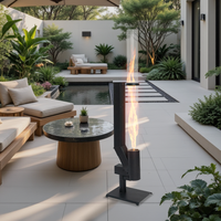 Poêle à granulés de bois portable en acier inoxydable moderne, chauffage de patio extérieur avec fonctions de sécurité pour le jardin et le camping