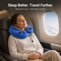 Oreiller de voyage gonflable en mousse à mémoire de forme avec massage électrique 8 points par pétrissage, rechargeable Type-C, pliable, certifié CE, OEM