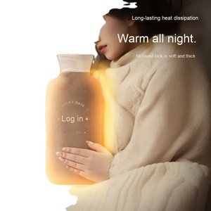 กระเป๋าใส่น้ำร้อนทำจากยางแบบหนาสำหรับขวดทำจากผ้ากำมะหยี่แถบยาว - Product Image 1