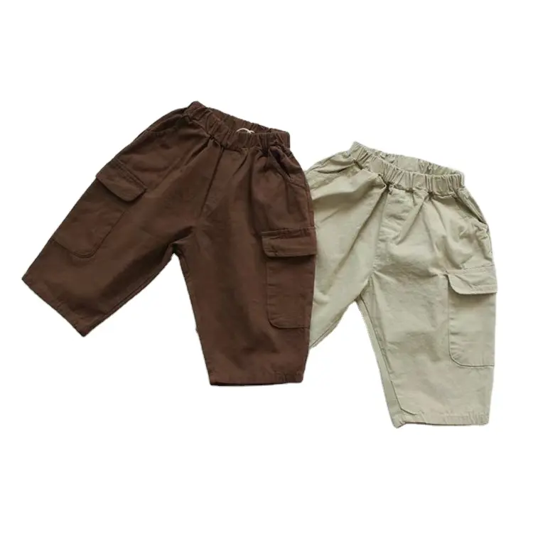 FMFS Australia Boutique coreana abiti primavera tasche grandi pantaloni di cotone autunno pantaloni Cargo semplici bambini