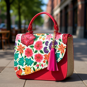 Bolso Bandolera de Cuero Fana Valerie Fiusha con Asa Única, Patrón Geométrico, Impermeable, Decoración con Borlas, para Uso Diario - Product Image 2