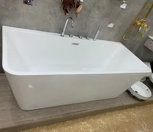 Baignoire autoportante en acrylique, massage pour spa, baignoire CE, carré, mur contre l'intérieur, salle de bain sur pied