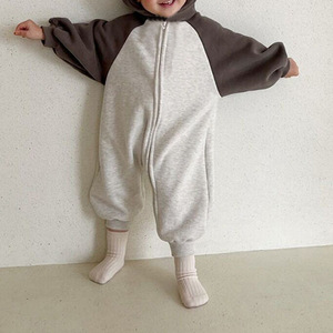 Sudadera con capucha de forro polar con cremallera LURI RR662 para bebés, ropa de invierno occidental, mono informal para niños y niñas, venta al por mayor - Product Image 3