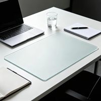 Plaque de bureau en verre trempé givré, avec patins antidérapants et bords polis, pour le travail sur ordinateur à domicile