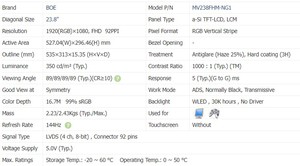 Original BOE MV238FHM-NG0 23.8" TFT <strong>LCD</strong> <strong>Display</strong> <strong>Module</strong> - Full HD 1920x1080 High Brightness for Desktop Monitor - Product Image 6