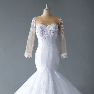 <b>White</b> Mermaid Wedding Dress Strapless <b>Lace</b> Train Simple Fairy Tale Style Bridal Gown - Product Image 2