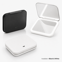 Miroir de poche portable à LED avec grossissement 5X, rechargeable par USB-C, 3 modes d'éclairage, tactile, pour le maquillage