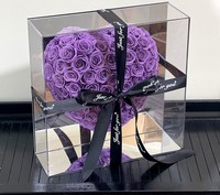 Boîte Cadeau de Luxe pour Mariage, Décoration en Forme de Cœur, Roses au Toucher Réel, Fleurs Préservées Effet Miroir pour Décoration